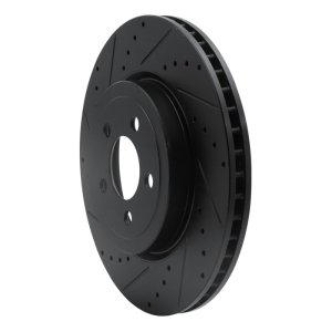 Chrysler 300 Brake Rotor (1) - Front Left - R1 Concepts - Drilled & Slotted - Black - `05-`23